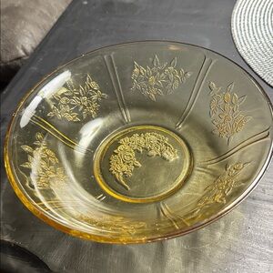 Vintage Federal Amber Depression Glass Bowl Sharon Cabbage Rose pattern